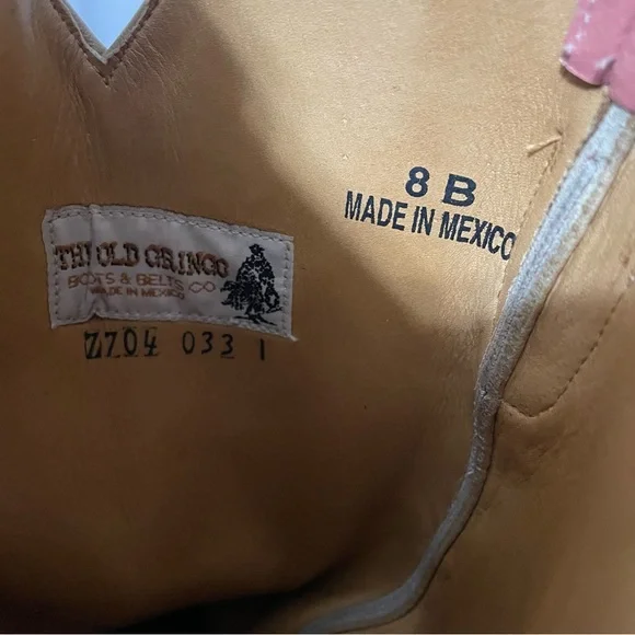 Old Gringo Boots Pink Embroidered Flowers Womens 8 Cowgirl Bride Princess Barbie - Picture 7 of 8